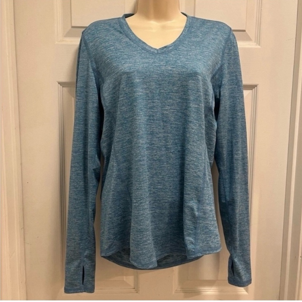Brooks Running Blue Long Sleeve Shirt Workout Running Activewear-Med - EUC